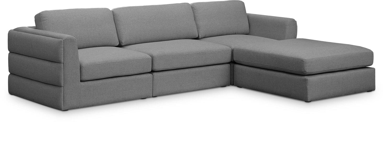 Celeste 114" Grey Linen Textured Fabric Upholstered Sectional, 4-Piece — View 1 (1/3)