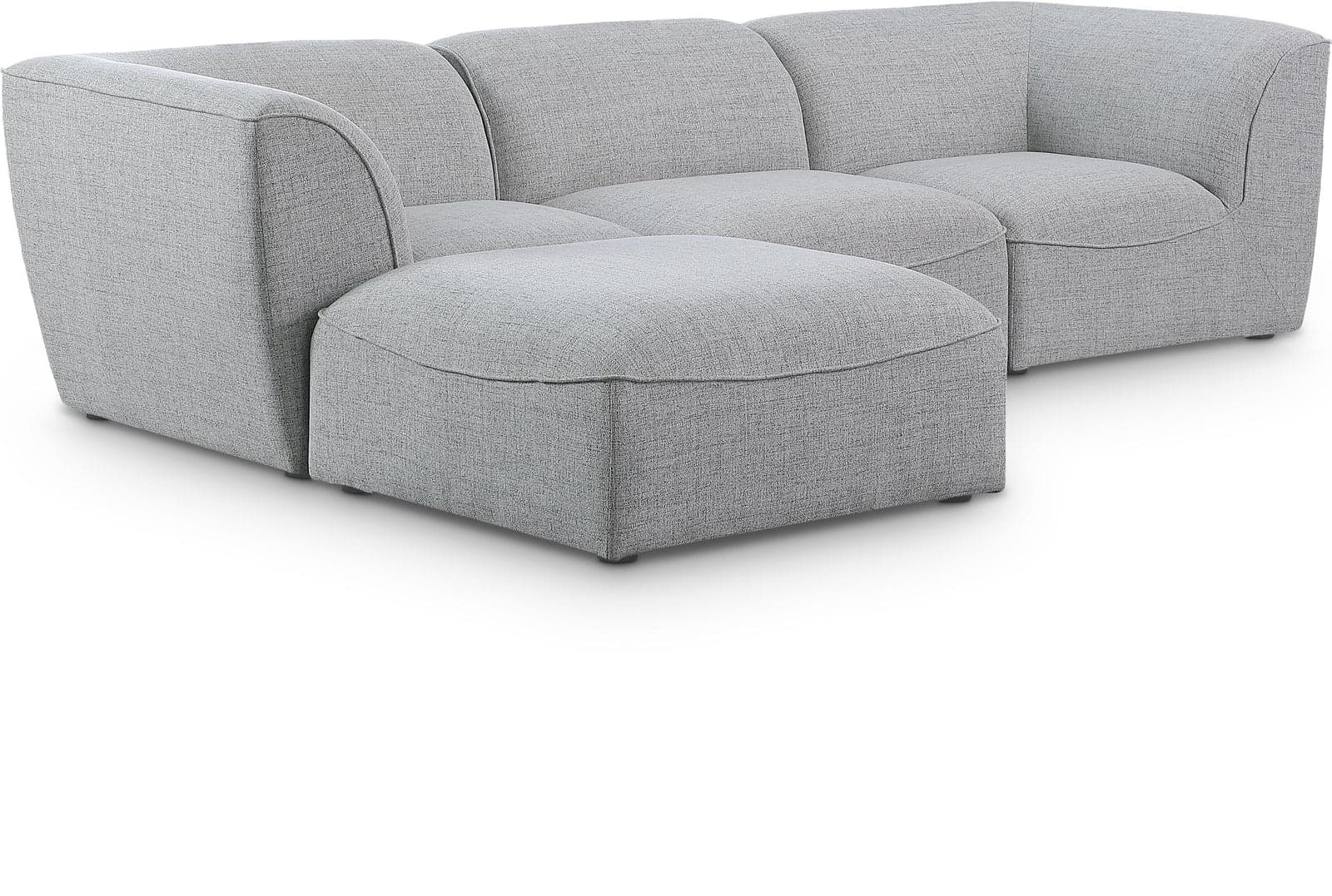 Greer 109" Grey Linen Textured Fabric Upholstered Sectional, 4-Piece — View 1 (1/3)