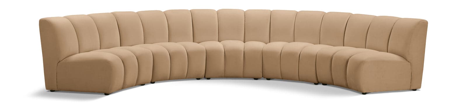 Isolde 167" Camel Velvet Upholstered Sectional, 5-Piece — View 1 (1/3)