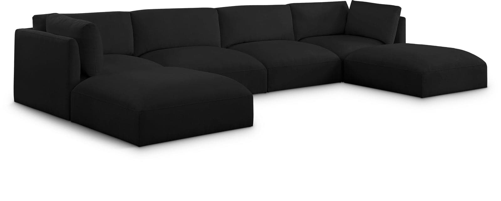 Hadley 152" Black Fabric Upholstered Sectional, 6-Piece (Style 2) — View 1 (1/3)