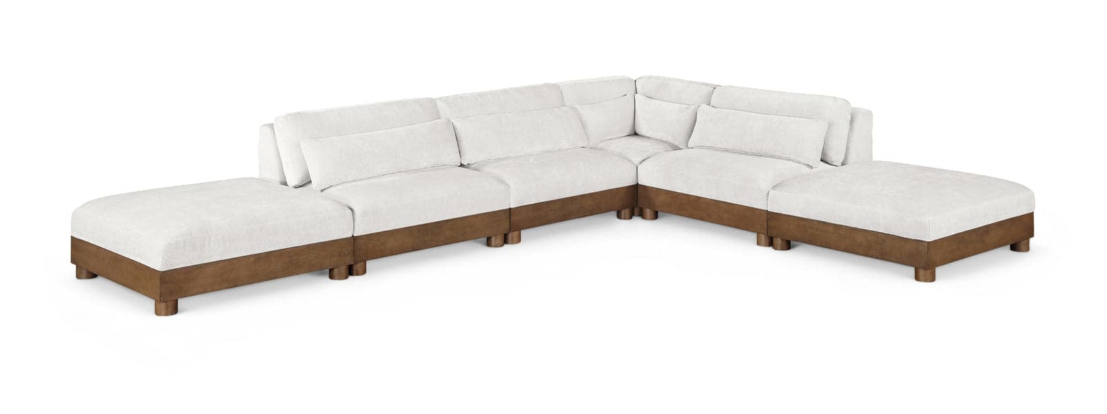 Kira 160" Cream Chenille Fabric Upholstered Sectional, 6-Piece — Vista 1 (1/3)