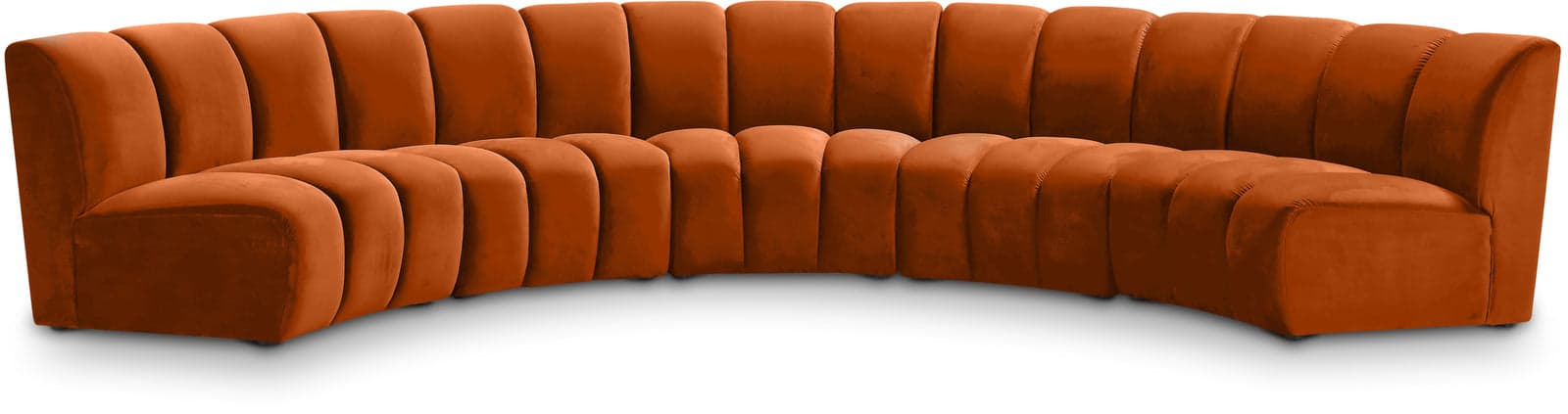 Isolde 167" Cognac Velvet Upholstered Sectional, 5-Piece — View 1 (1/3)
