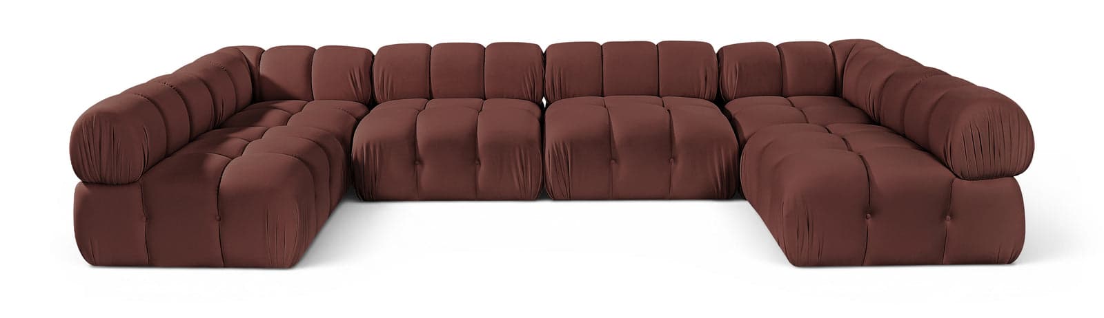 Camden Rose Velvet Performance Fabric Upholstered Sectional, 6-Piece (Style 3) — View 1 (1/3)