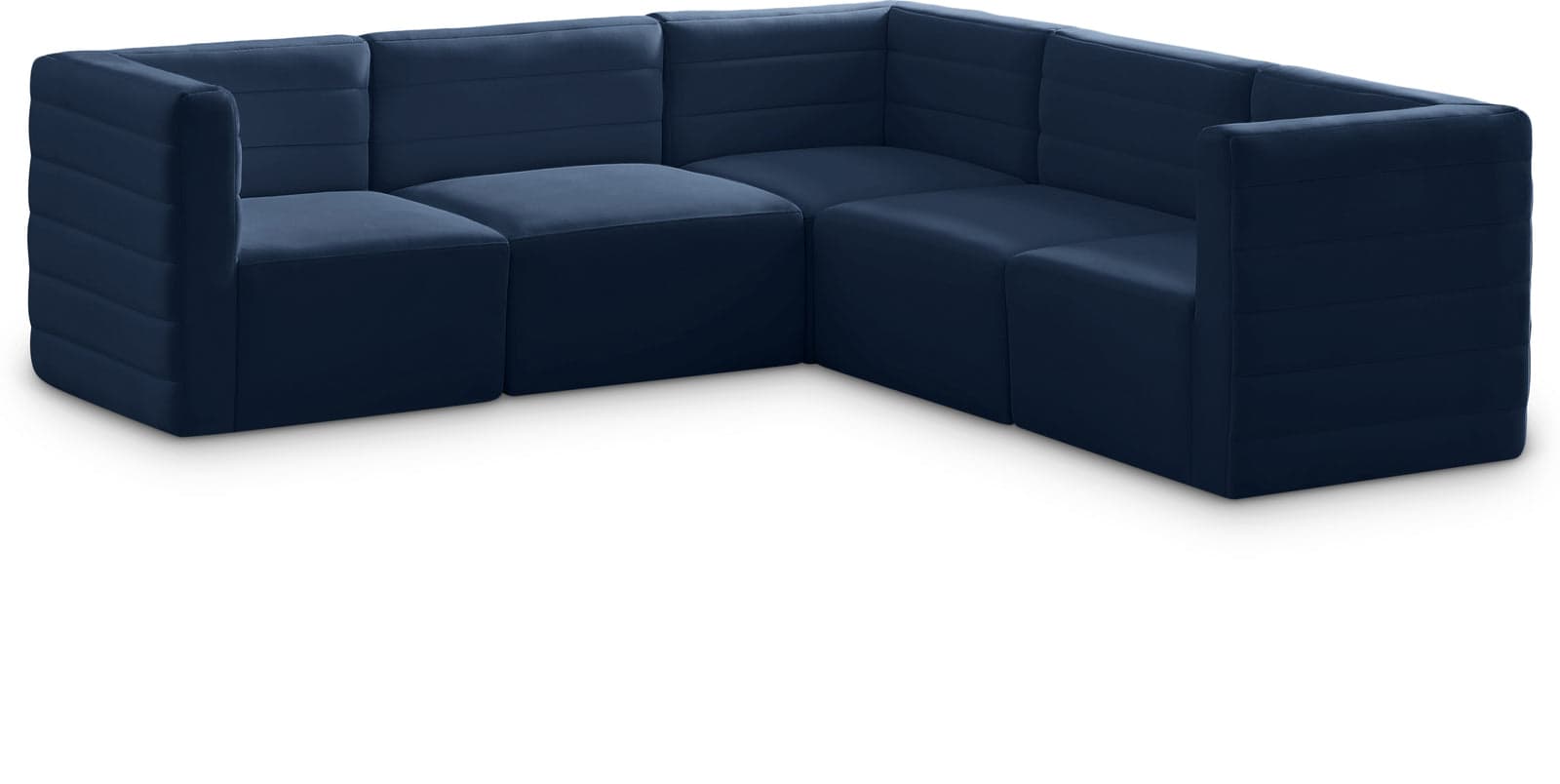 Opal 95" Navy Velvet Upholstered Comfort Sectional, 5-Piece — View 1 (1/3)