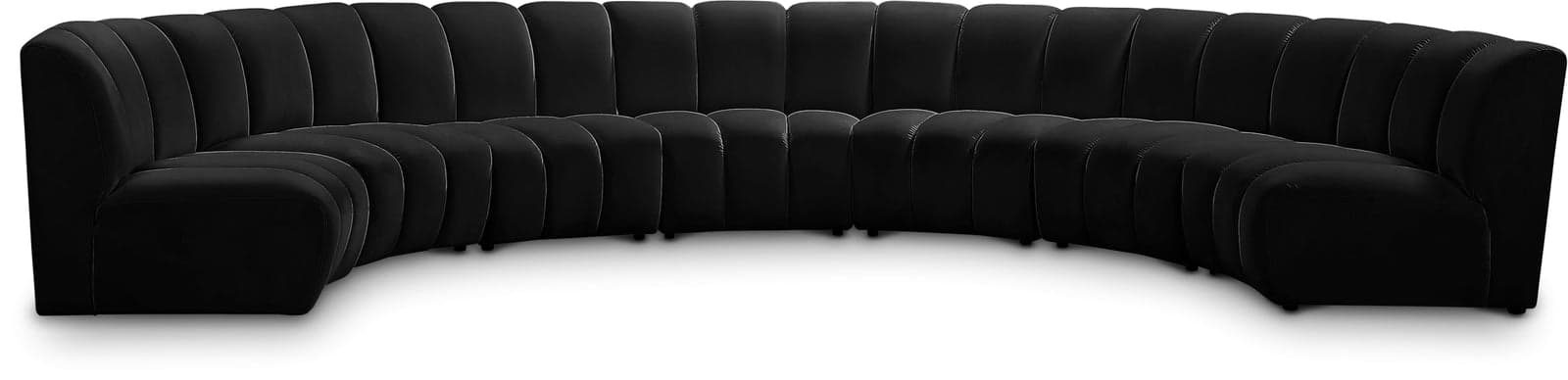 Isolde 178" Black Velvet Upholstered Sectional, 7-Piece — Vista 1 (1/3)