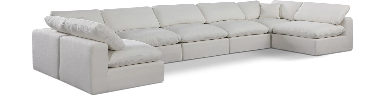 Farrah 197" Cream Linen Textured Fabric Upholstered Sectional, 7-Piece — Vista 1 (1/3)