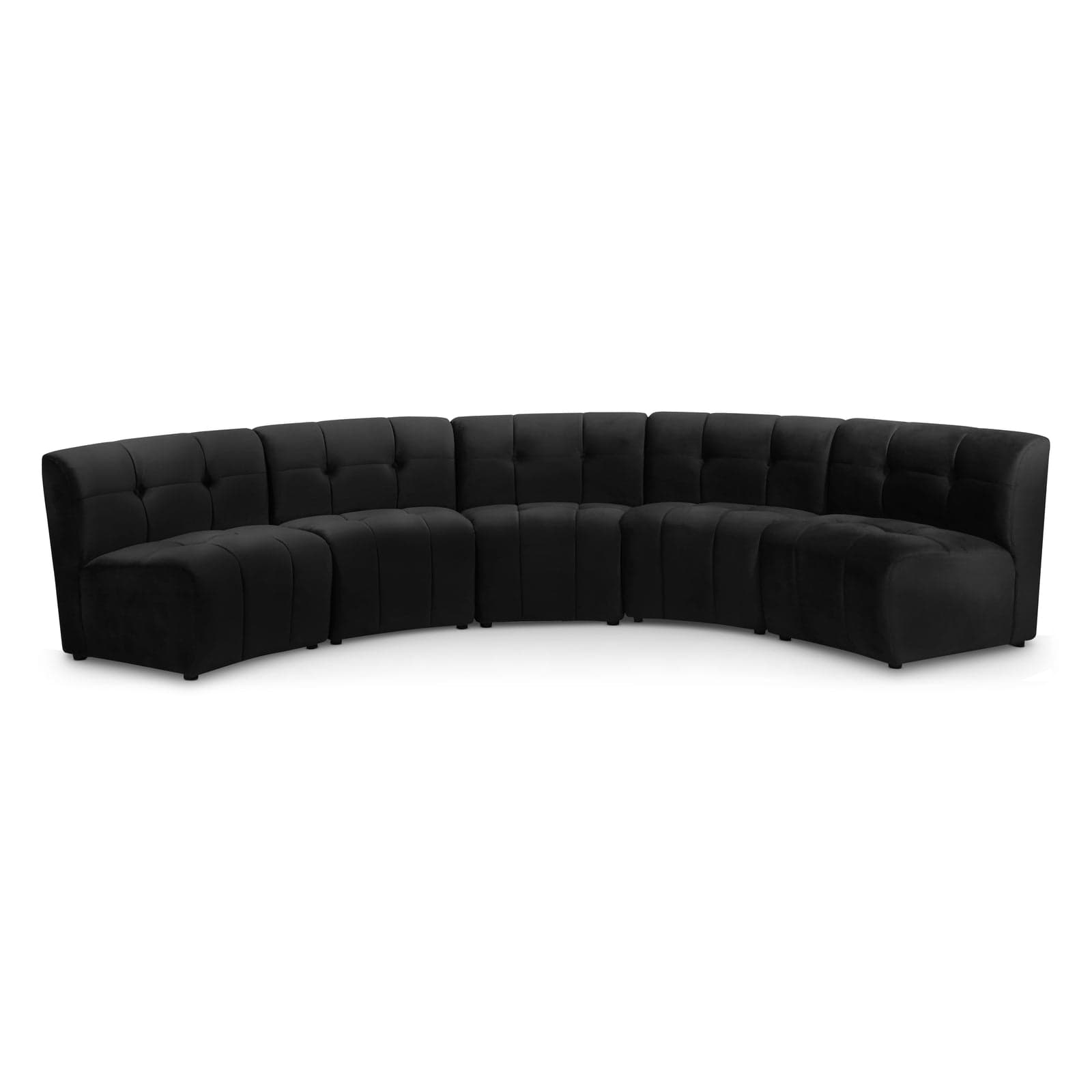 Kira 141.5" Black Velvet Upholstered Sectional, 5-Piece — Vista 1 (1/3)