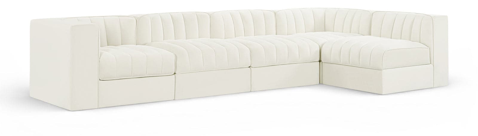 Talia Cream Velvet Performance Fabric Upholstered Sectional, 5-Piece (Style 5) — Vista 1 (1/3)