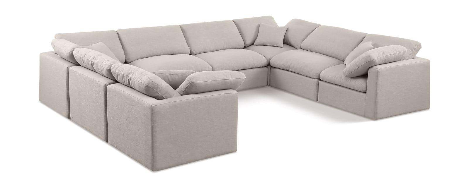 Sloane 140" Linen Textured Fabric Upholstered Sectional, 8-Piece — Vista 1 (1/6)