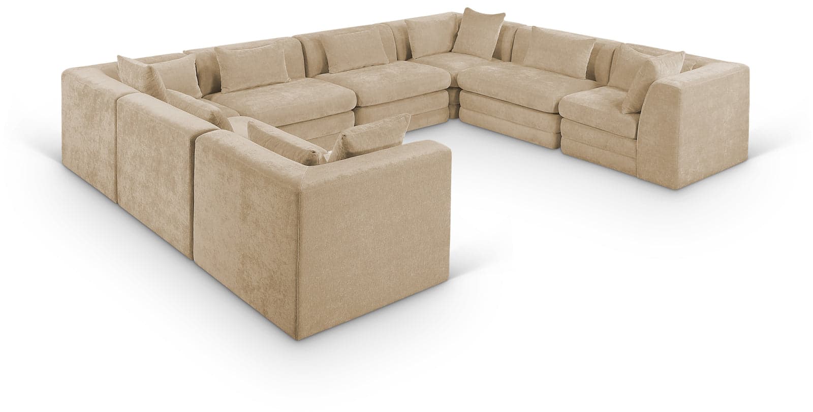Willow 152" Beige Chenille Fabric Upholstered 8Pc. Sectional, 8-Piece — Vista 1 (1/3)