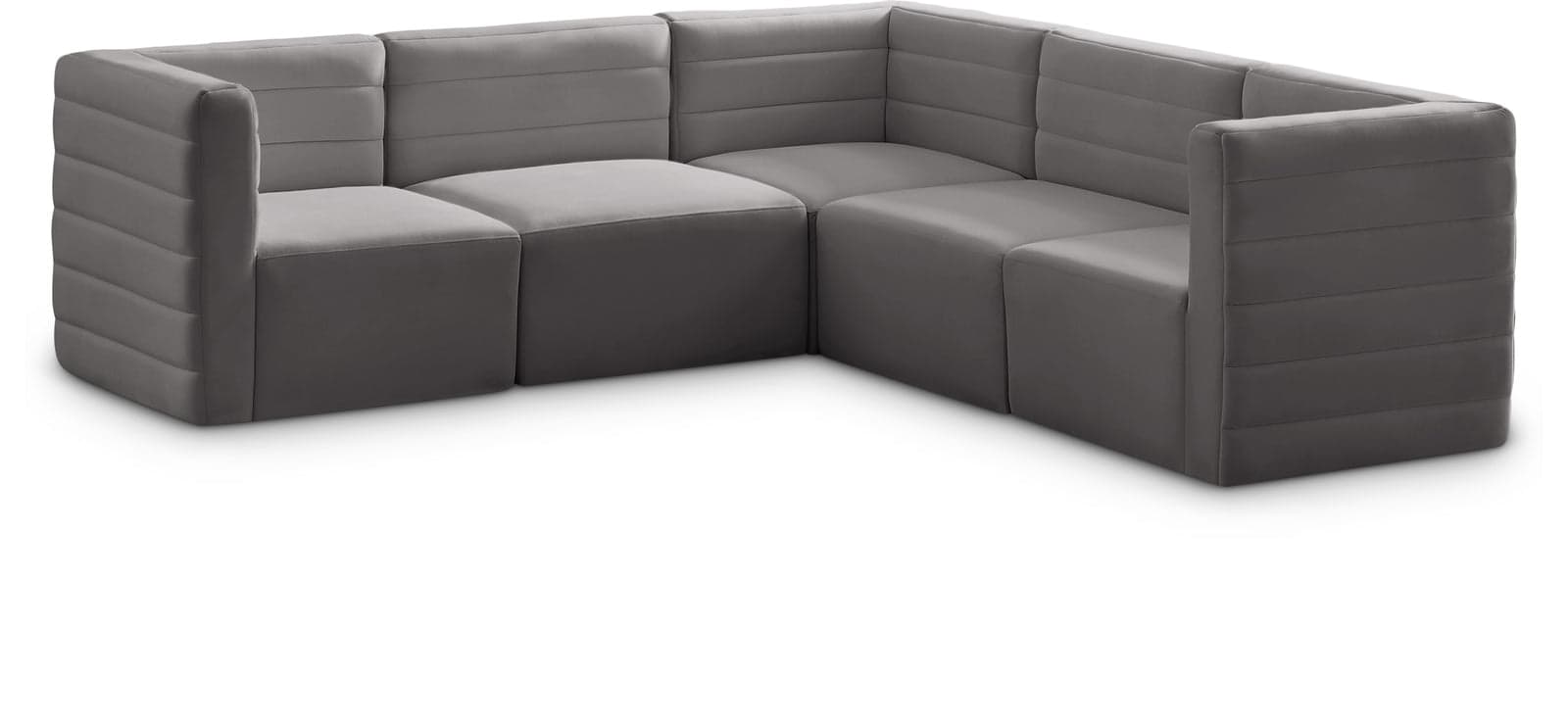 Opal 95" Grey Velvet Upholstered Comfort Sectional, 5-Piece — Vista 1 (1/3)