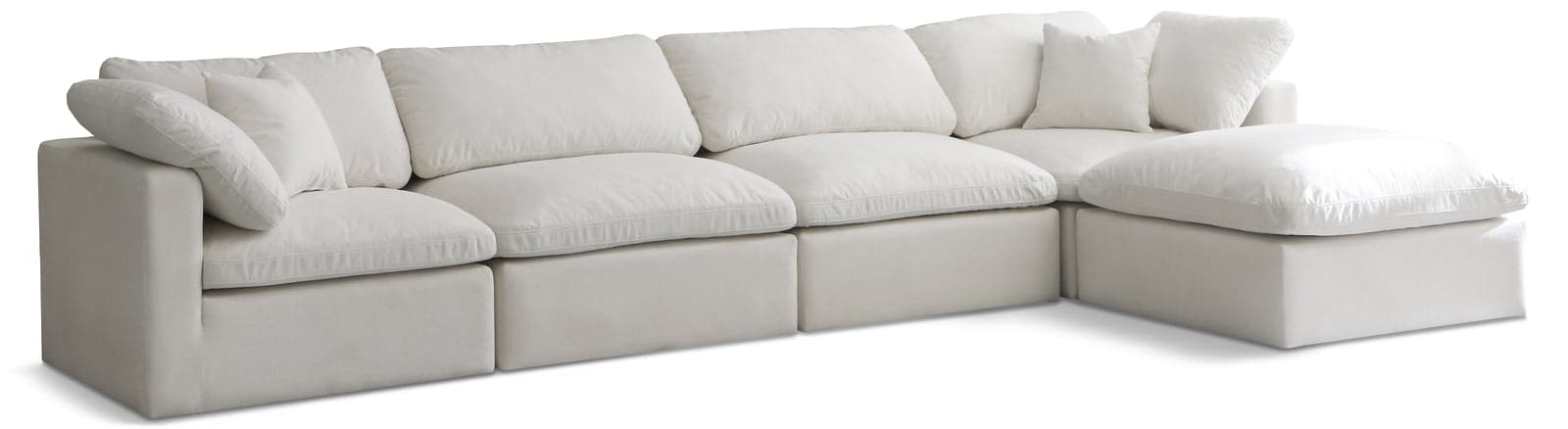 Selene 140" Cream Velvet Upholstered Standard Comfort Sectional, 5-Piece — View 1 (1/3)