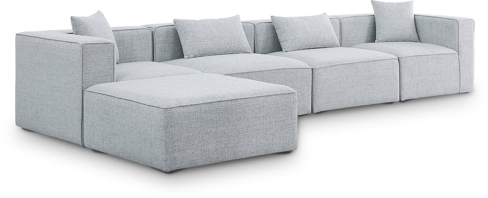 Farrah 144" Grey Fabric Upholstered Sectional, 5-Piece — View 1 (1/3)