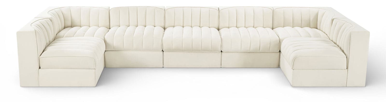 Talia Cream Velvet Performance Fabric Upholstered Sectional, 7-Piece (Style 2) — Vista 1 (1/3)