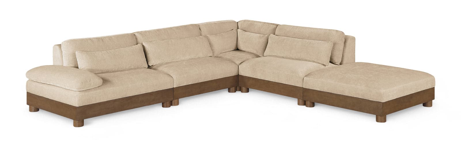 Kira 120" Beige Chenille Fabric Upholstered Sectional, 5-Piece — Vista 1 (1/3)