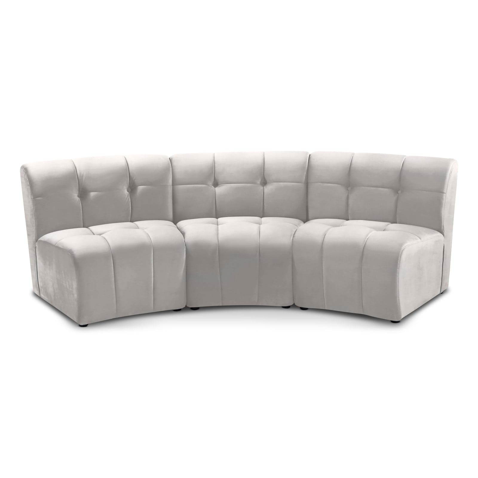 Kira 94" Cream Velvet Upholstered Sectional, 3-Piece — Vista 1 (1/3)