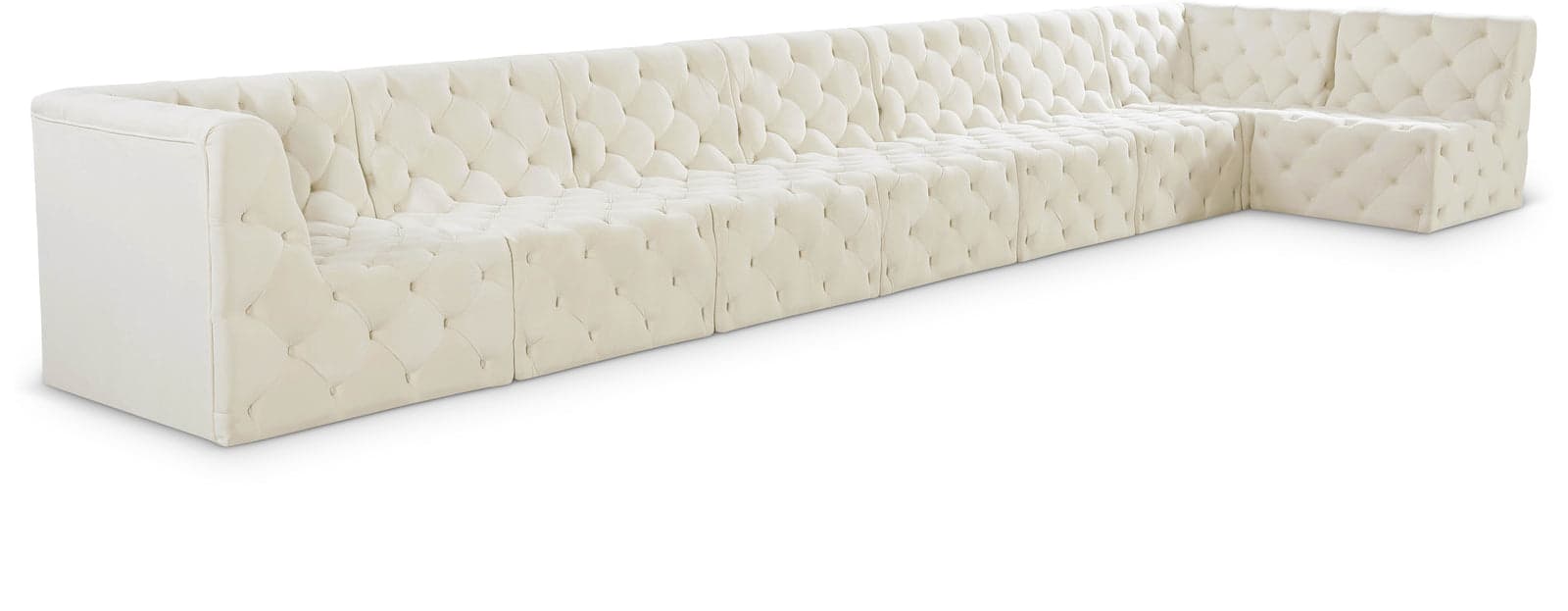 Faye 215" Cream Velvet Upholstered Sectional, 8-Piece — View 1 (1/3)