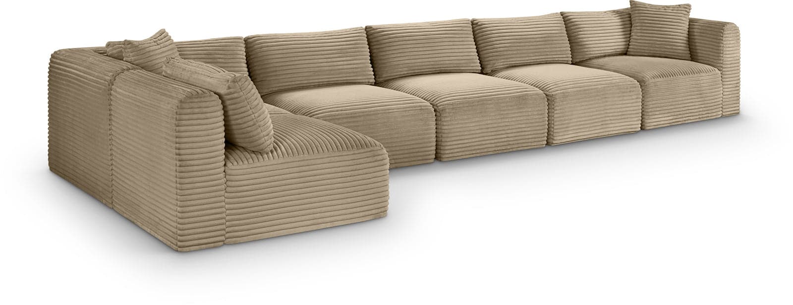 Faye 171" Taupe Corduroy Performance Fabric Upholstered Sectional, 6-Piece — View 1 (1/3)