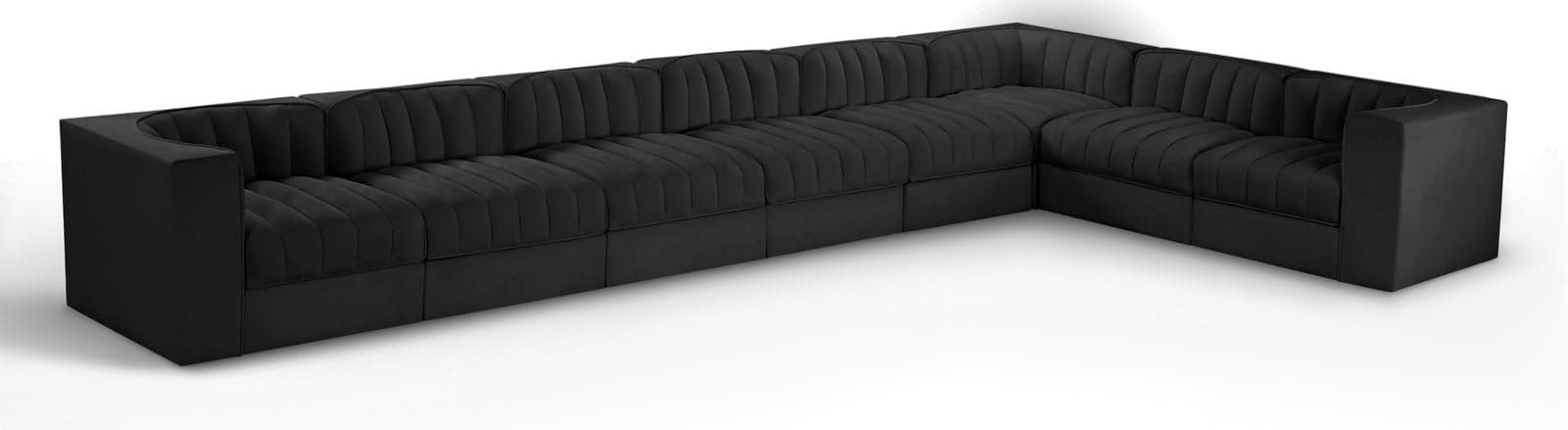 Talia Black Velvet Performance Fabric Upholstered Sectional, 8-Piece (Style 3) — Vista 1 (1/3)