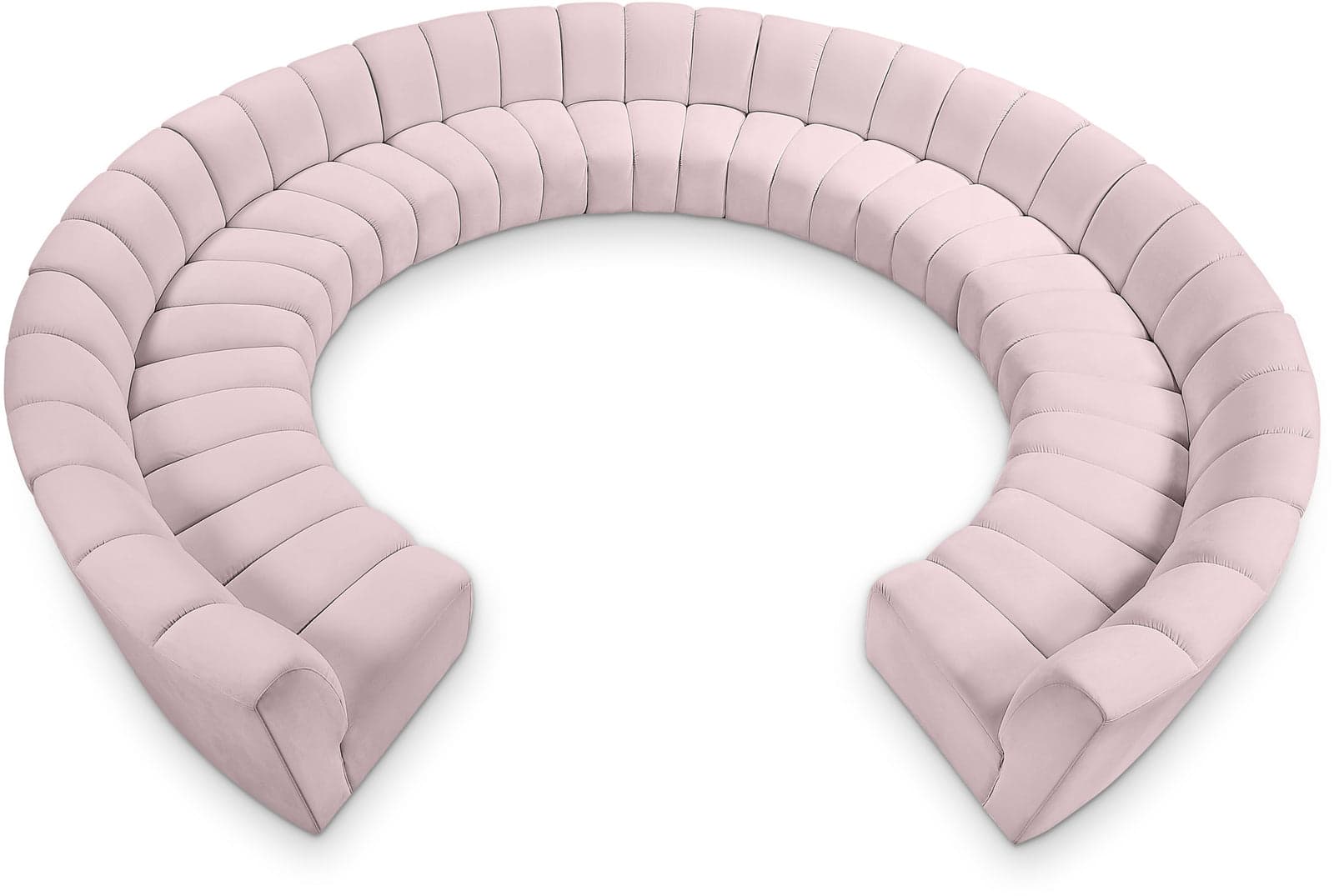 Isolde 178" Pink Velvet Upholstered Sectional, 11-Piece — Vista 1 (1/3)