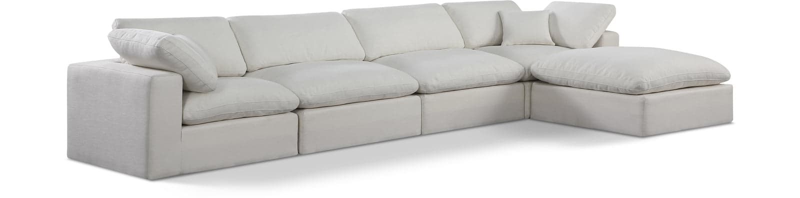 Farrah 158" Cream Linen Textured Fabric Upholstered Sectional, 5-Piece — Vista 1 (1/3)