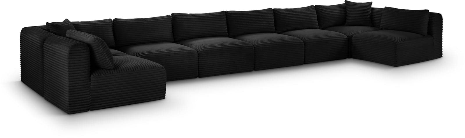 Faye 202" Black Corduroy Performance Fabric Upholstered Sectional, 8-Piece — View 1 (1/3)