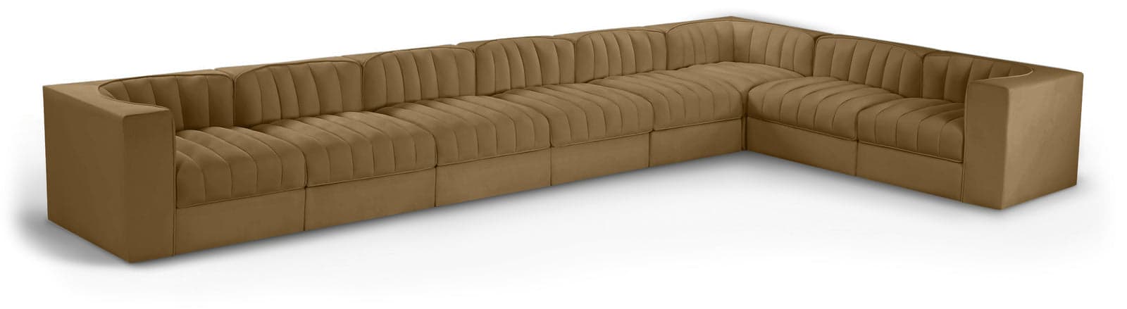 Talia Saddle Velvet Performance Fabric Upholstered Sectional, 8-Piece (Style 3) — View 1 (1/3)
