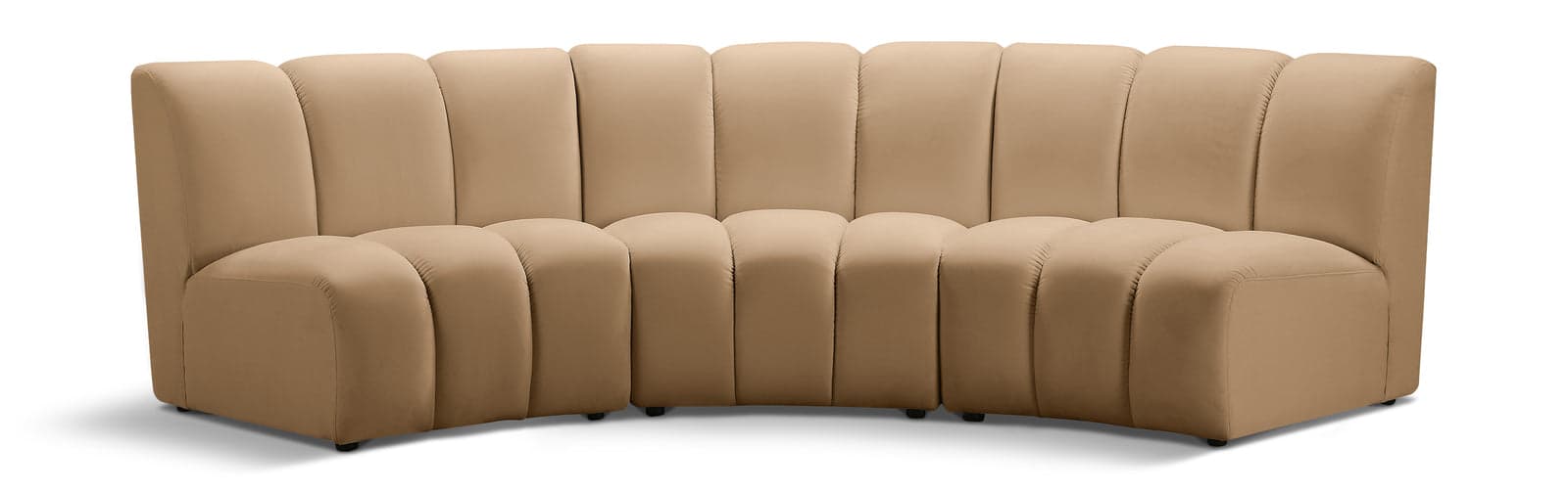 Isolde 119" Camel Velvet Upholstered Sectional, 3-Piece — Vista 1 (1/3)