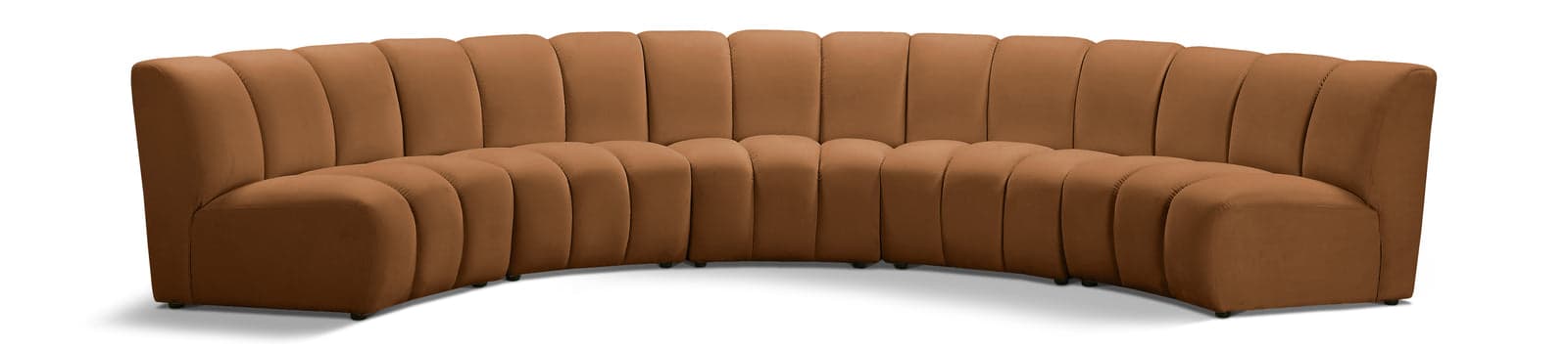 Isolde 167" Saddle Velvet Upholstered Sectional, 5-Piece — Vista 1 (1/3)