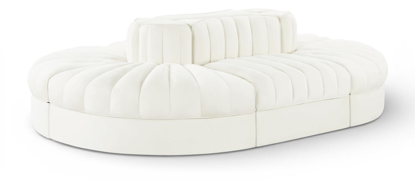 Talia Cream Velvet Performance Fabric Upholstered Sectional, 6-Piece (Style 3) — Vista 1 (1/3)