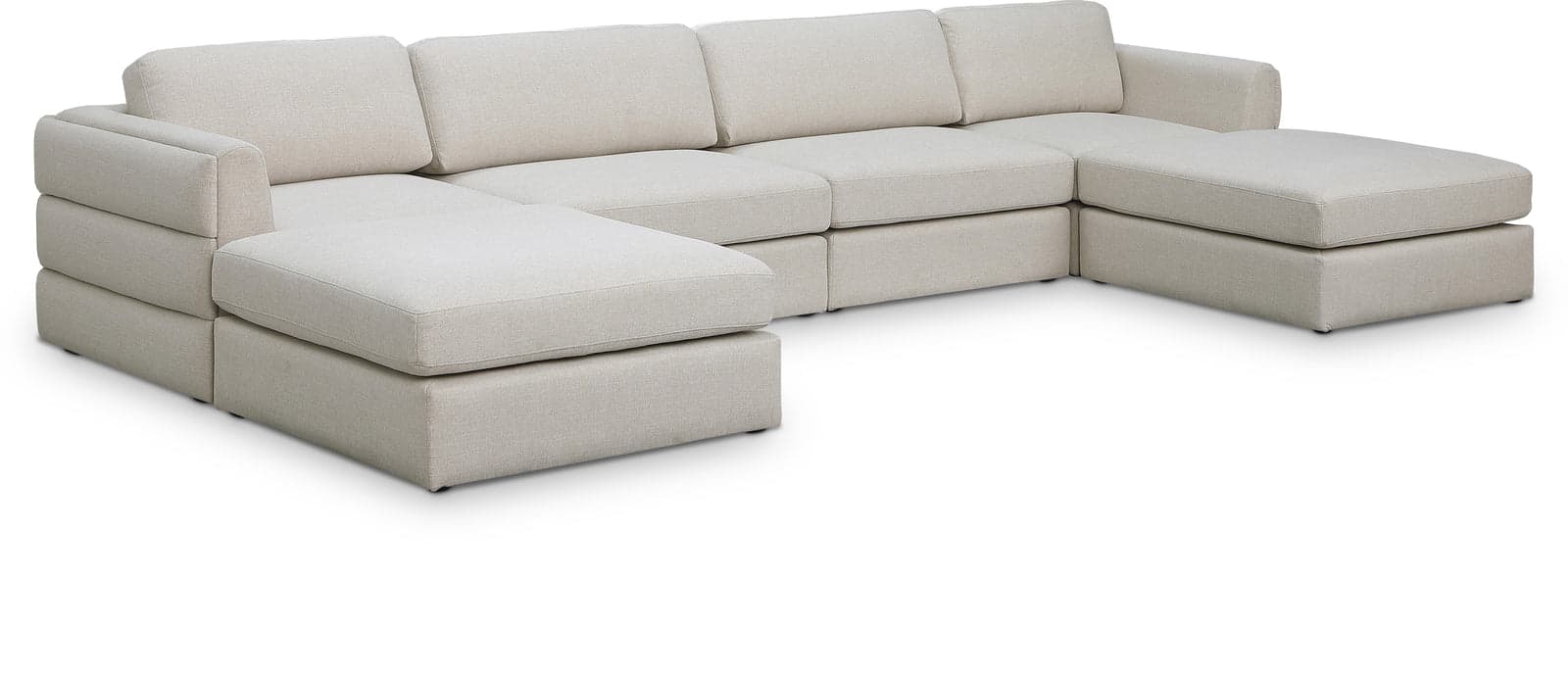 Celeste 152" Beige Linen Textured Fabric Upholstered Sectional, 6-Piece (Style 2) — Vista 1 (1/3)