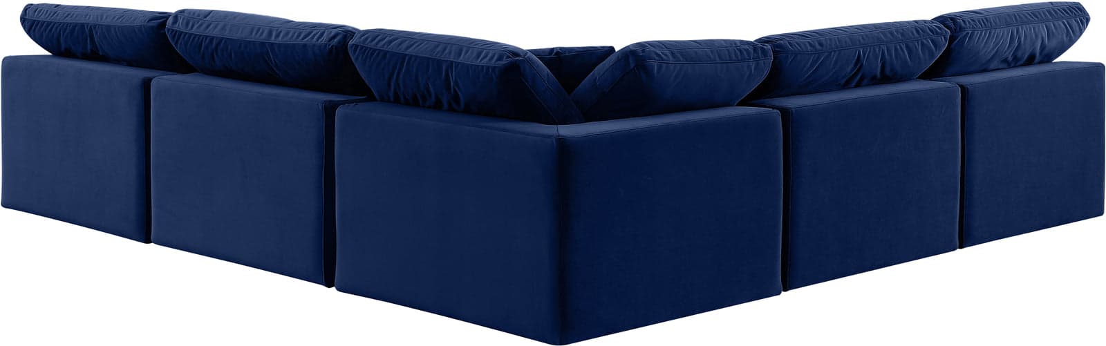 Farrah 118" Navy Velvet Upholstered Sectional, 5-Piece — View 1 (1/3)