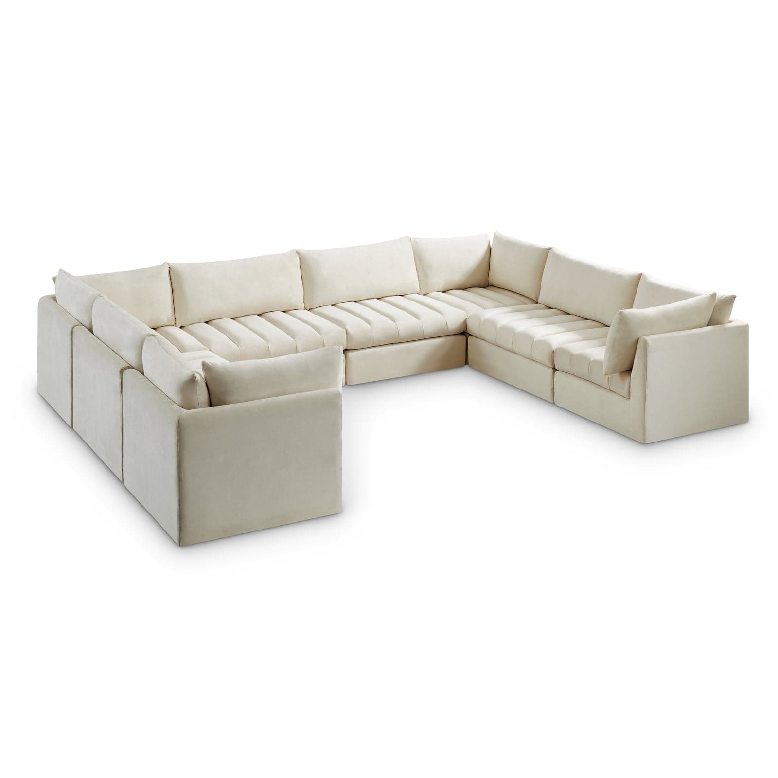 Rowan 140" Cream Velvet Upholstered Sectional, 8-Piece — Vista 1 (1/3)