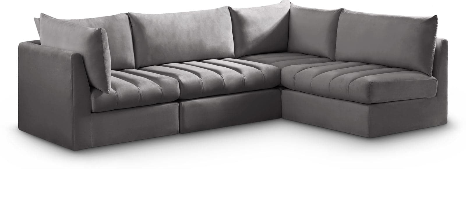 Rowan 103" Grey Velvet Upholstered Sectional, 4-Piece — Vista 1 (1/3)