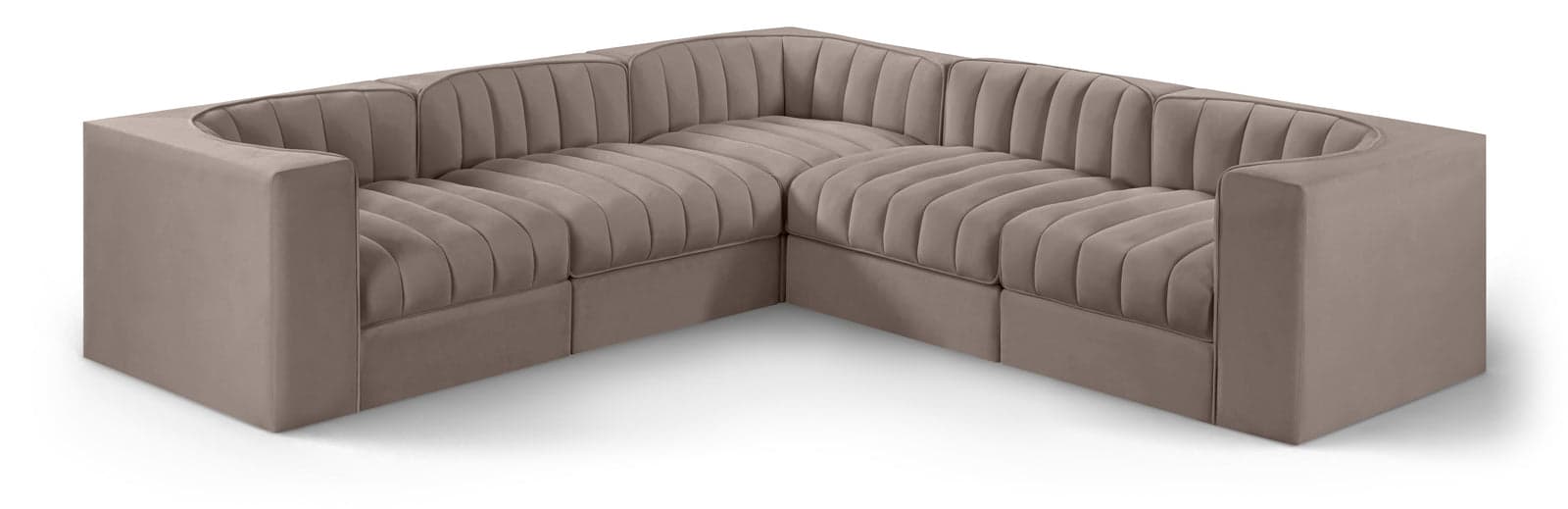 Talia Taupe Velvet Performance Fabric Upholstered Sectional, 5-Piece (Style 2) — Vista 1 (1/3)