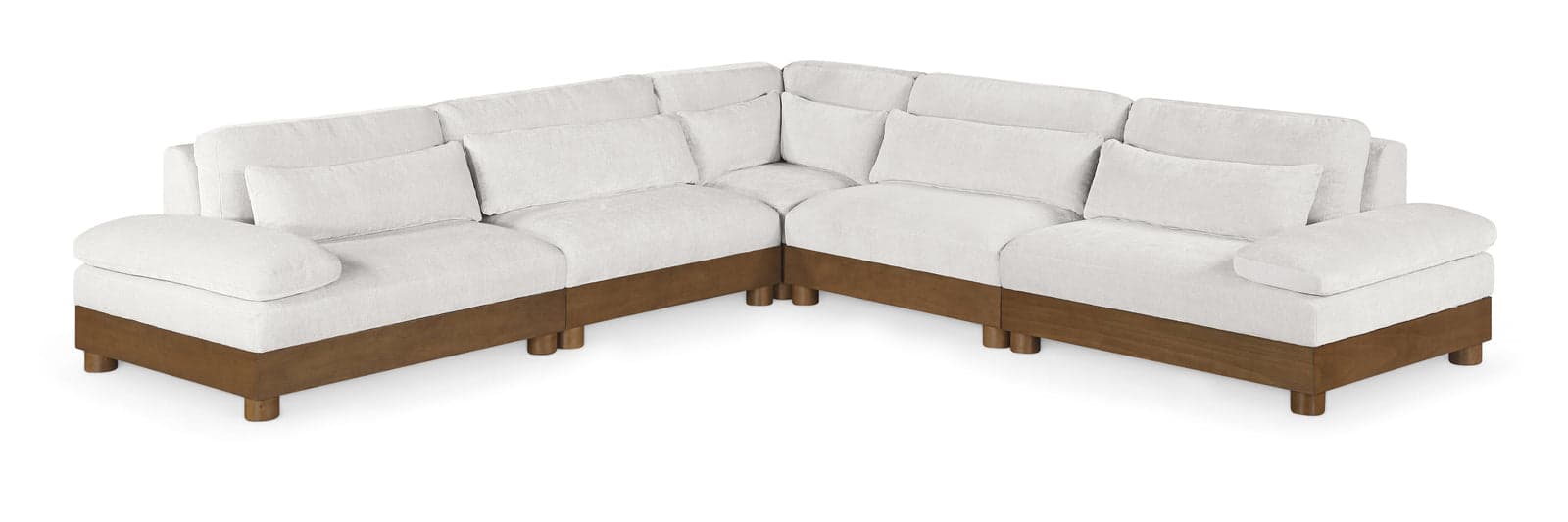 Kira 127.75" Cream Chenille Fabric Upholstered Sectional, 5-Piece — Vista 1 (1/3)