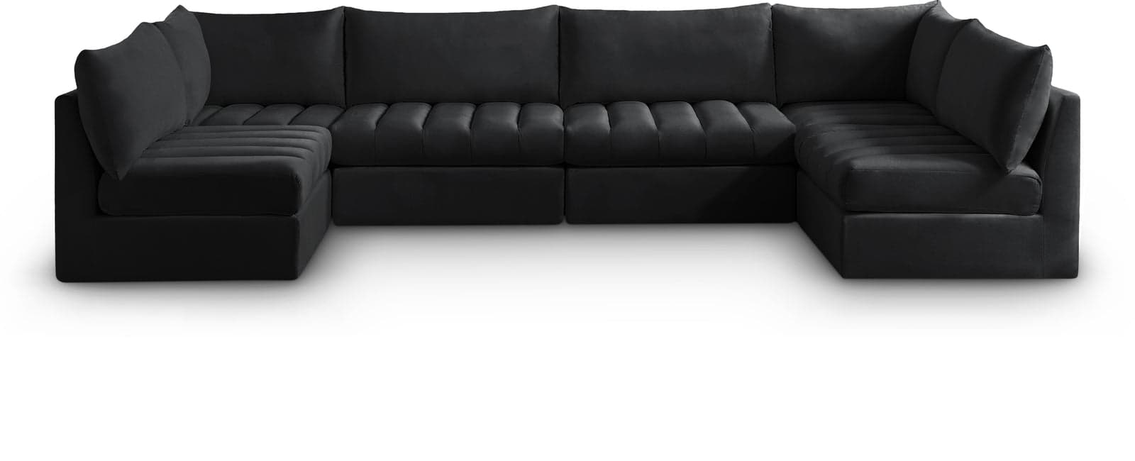 Rowan 140" Black Velvet Upholstered Sectional, 6-Piece (Style 2) — Vista 1 (1/3)