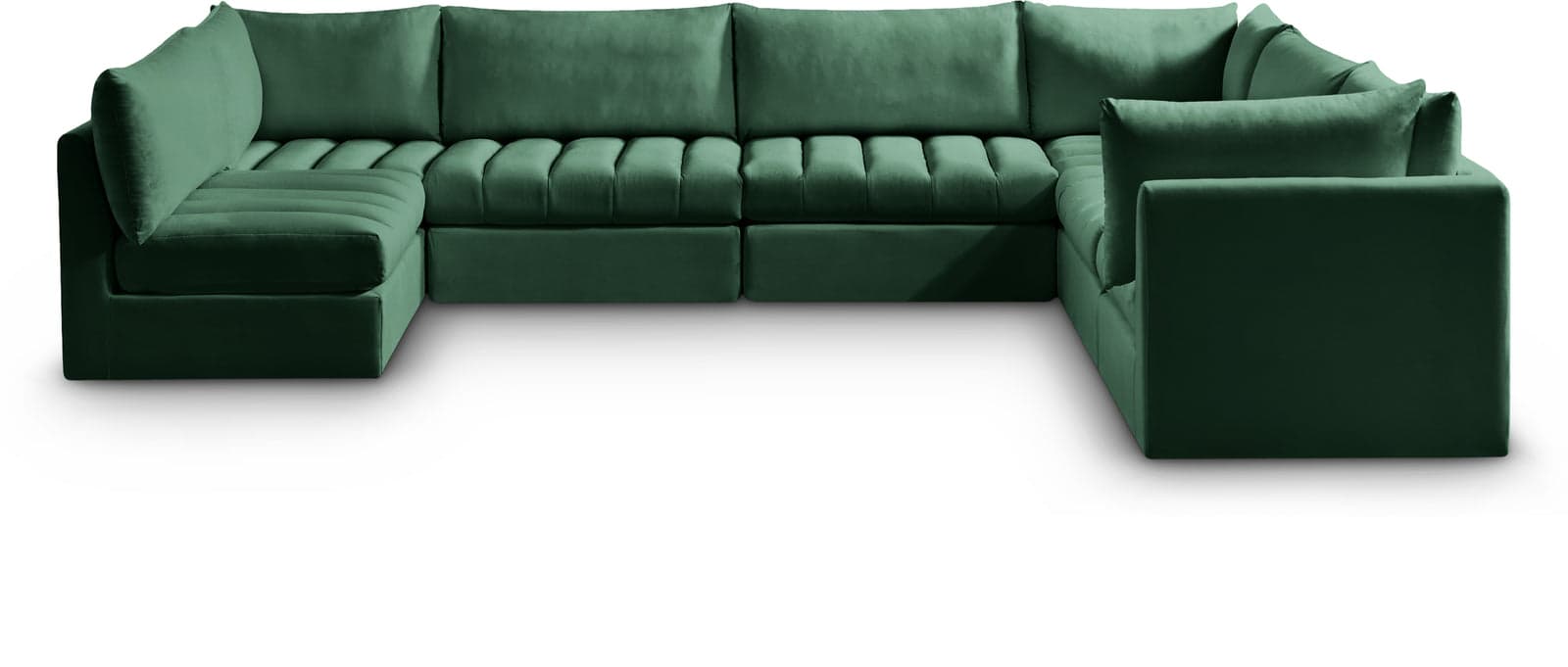 Rowan 140" Green Velvet Upholstered Sectional, 7-Piece — Vista 1 (1/3)