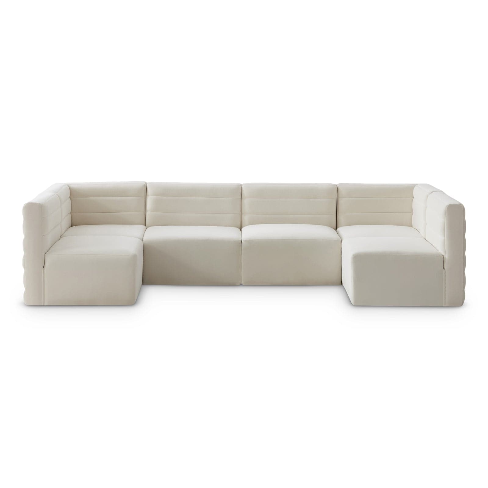 Opal 126" Cream Velvet Upholstered Comfort Sectional, 6-Piece (Style 2) — View 1 (1/3)