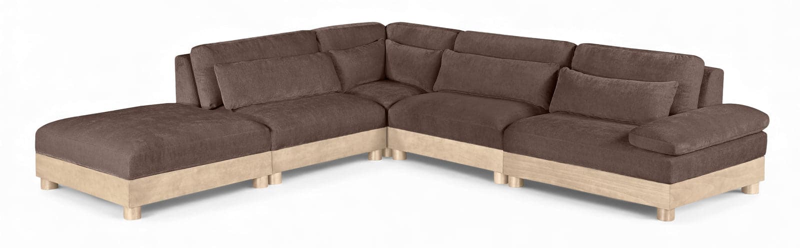 Kira 127.75" Brown Chenille Fabric Upholstered Modular Sectional, 5-Piece (Style 2) — Vista 1 (1/3)