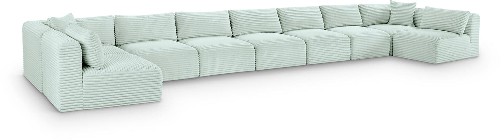 Faye 233" Mint Corduroy Performance Fabric Upholstered Sectional, 9-Piece — View 1 (1/3)