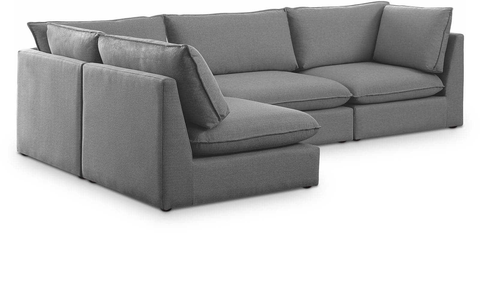 Linden 120" Grey Linen Textured Fabric Upholstered Sectional, 4-Piece — View 1 (1/3)
