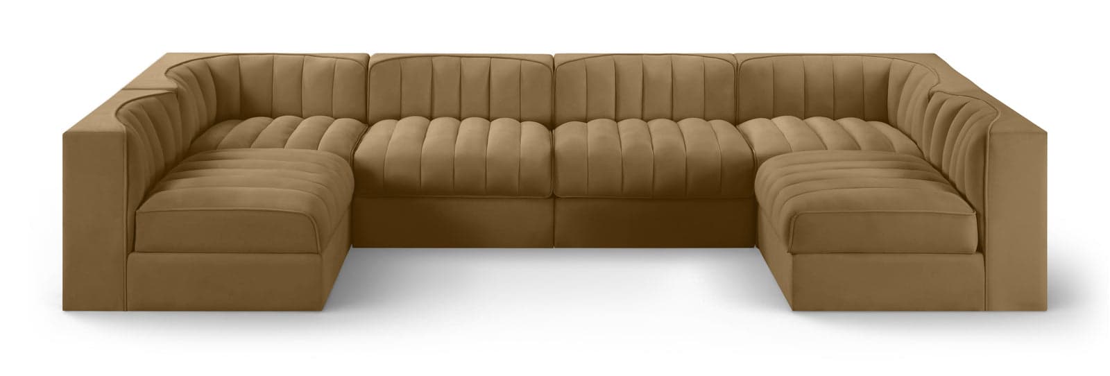 Talia Saddle Velvet Performance Fabric Upholstered Sectional, 6-Piece — View 1 (1/3)