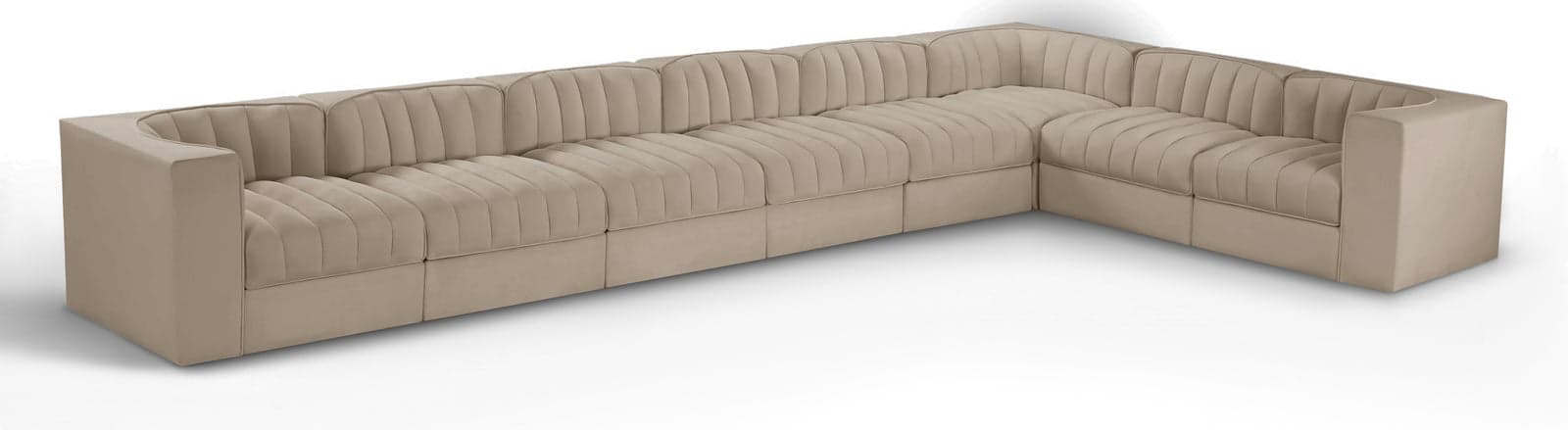 Talia Beige Velvet Performance Fabric Upholstered Sectional, 8-Piece (Style 3) — Vista 1 (1/3)