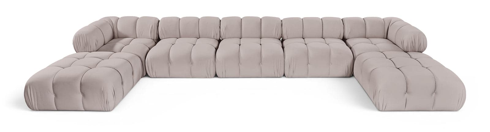 Camden Beige Velvet Performance Fabric Upholstered Sectional, 7-Piece (Style 3) — Vista 1 (1/3)