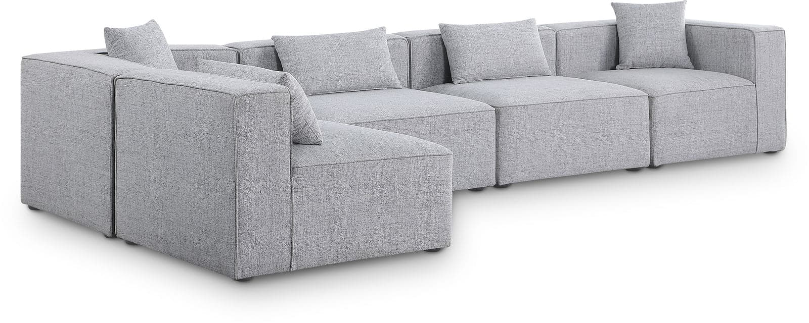 Farrah 144" Grey Fabric Upholstered Sectional, 5-Piece (Style 2) — Vista 1 (1/3)