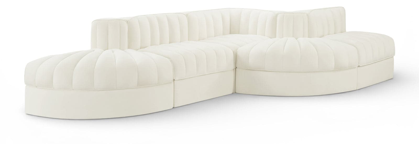 Talia Cream Velvet Performance Fabric Upholstered Sectional, 5-Piece (Style 4) — Vista 1 (1/3)