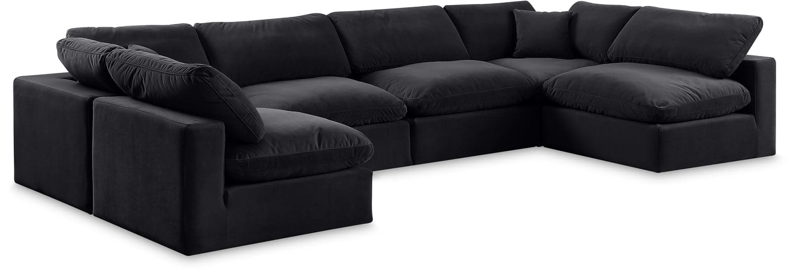 Farrah 158" Black Velvet Upholstered Sectional, 6-Piece (Style 3) — Vista 1 (1/3)