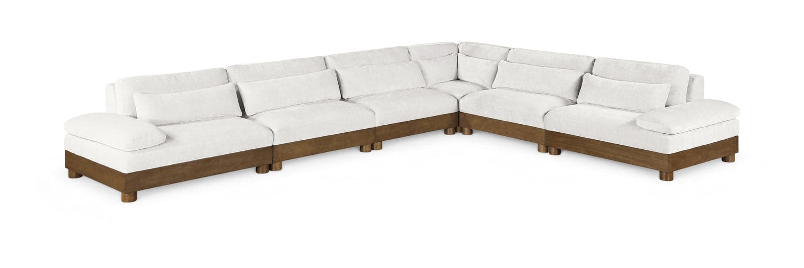 Kira 167.75" Cream Chenille Fabric Upholstered Sectional, 6-Piece — Vista 1 (1/3)