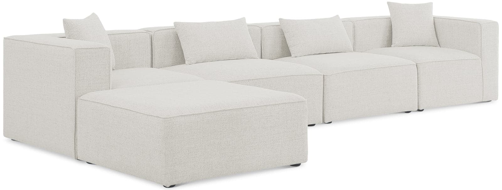 Farrah 144" Cream Fabric Upholstered Sectional, 5-Piece — View 1 (1/3)